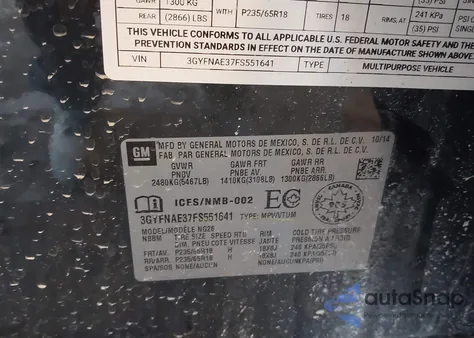 2015 Cadillac Srx Standard z USA, uszkodzony, nr VIN 3GYFNAE37FS551641